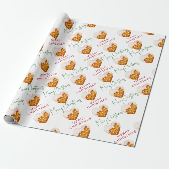 Papel De Regalo Script de patrón de galleta de Feliz Navidad (Desenrollado)