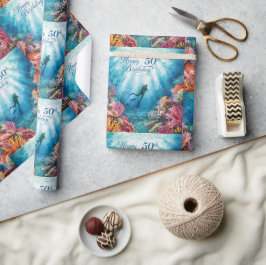 Papel De Regalo Scuba 50th birthday underwater birthday card 