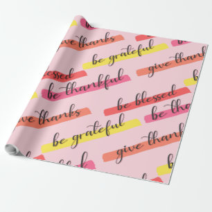 Papel De Regalo Sé agradecido y bendecido - Rosa Inspirador