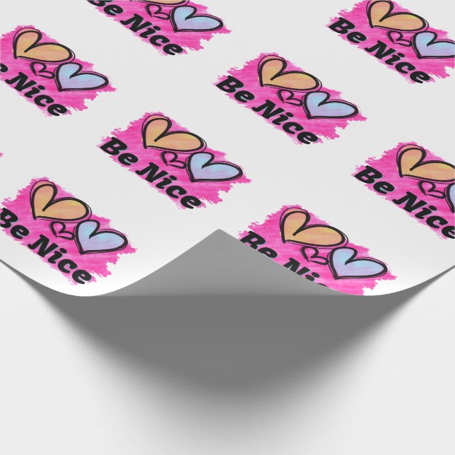 Papel De Regalo Sé Amable Corazones Acuarela (Esquina)
