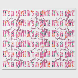 Papel De Regalo Se personaliza le una fuente floral magenta del