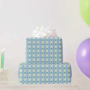 Papel De Regalo Sea Beach Starfish Blue and Green Strips Seless