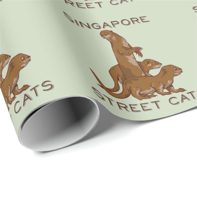 Papel De Regalo Sea Otter Singapore Street Cats (Esquina del rollo)