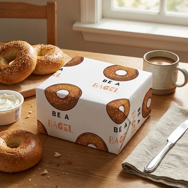 Papel De Regalo Sea un Bagel gracioso diseño de un bollo de comida (Subido por el creador)