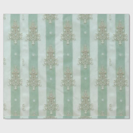 Papel De Regalo Seafoam Stiped Velvet-Look Diamond Trees