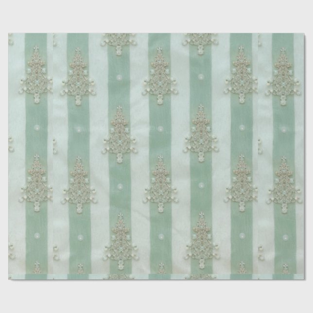 Papel De Regalo Seafoam Stiped Velvet-Look Diamond Trees (Superficie plana)