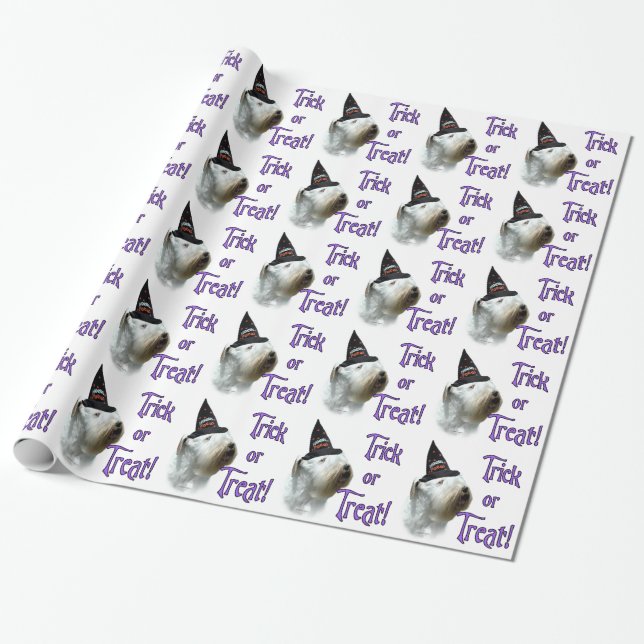 Papel De Regalo Sealyham Terrier Trick o Trek (Desenrollado)