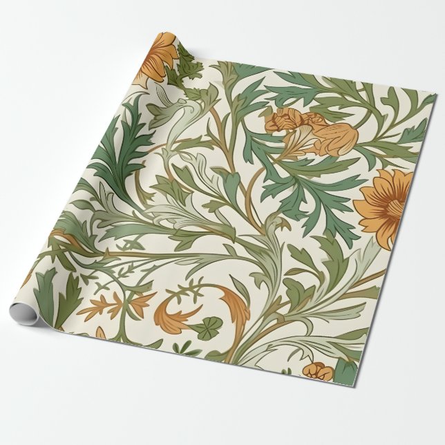 Papel De Regalo Seamless Arts and Crafts style repeating pattern (Desenrollado)