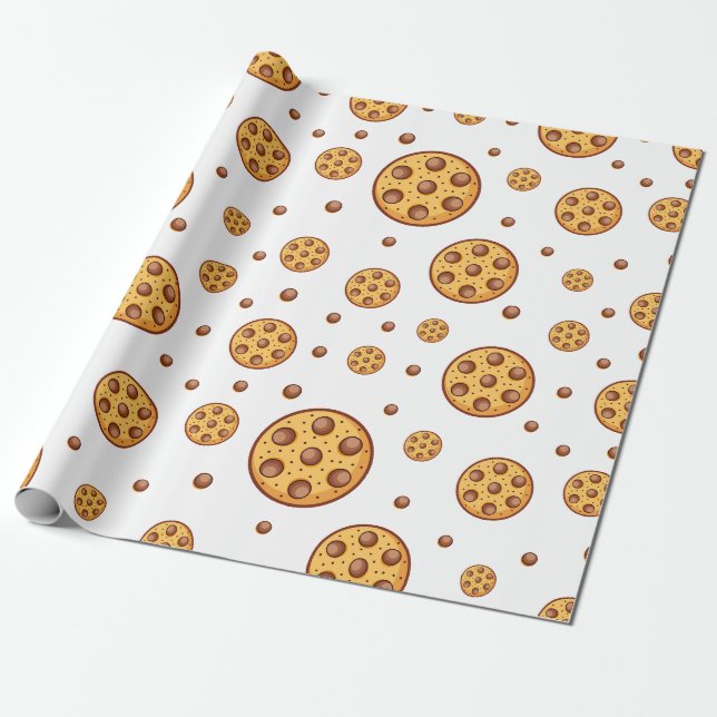Papel De Regalo Seamless chocolate chip cookies pattern (Desenrollado)