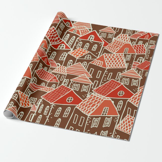 Papel De Regalo Seamless city pattern in (Desenrollado)