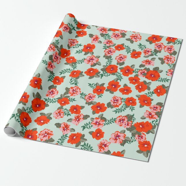 Papel De Regalo Seamless ditsy pattern in small cute wild flowers. (Desenrollado)