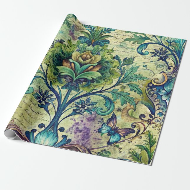 Papel De Regalo Seamless Floral Pattern Furniture Decoupage Paper (Desenrollado)