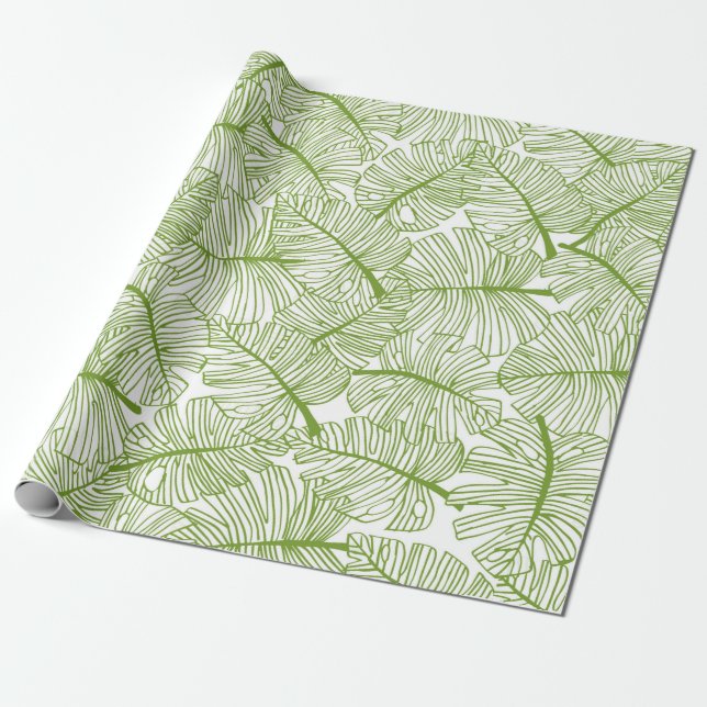 Papel De Regalo Seamless pattern Monstera leaves background. Flora (Desenrollado)