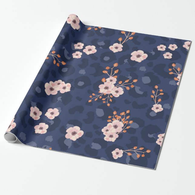 Papel De Regalo Seamless pattern with leopard skin and pink small  (Desenrollado)