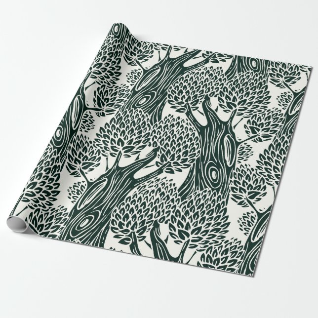 Papel De Regalo  seamless pattern with old deciduous trees. Styliz (Desenrollado)