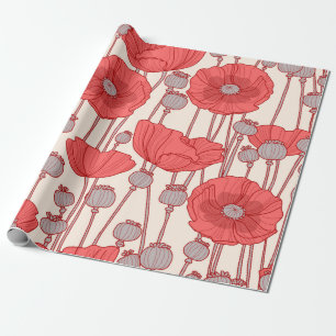 Papel De Regalo Seamless pattern with poppies. 