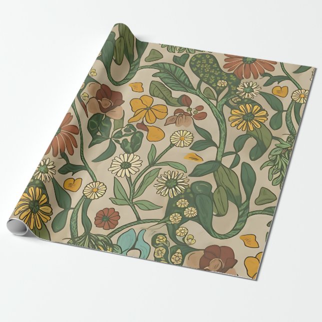 Papel De Regalo Seamless vintage botanical pattern  (Desenrollado)