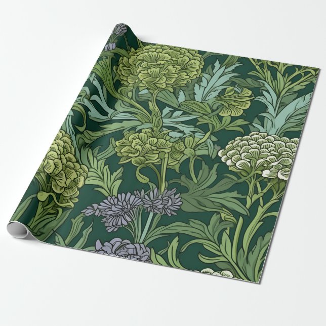 Papel De Regalo Seamless William Morris style floral pattern (Desenrollado)