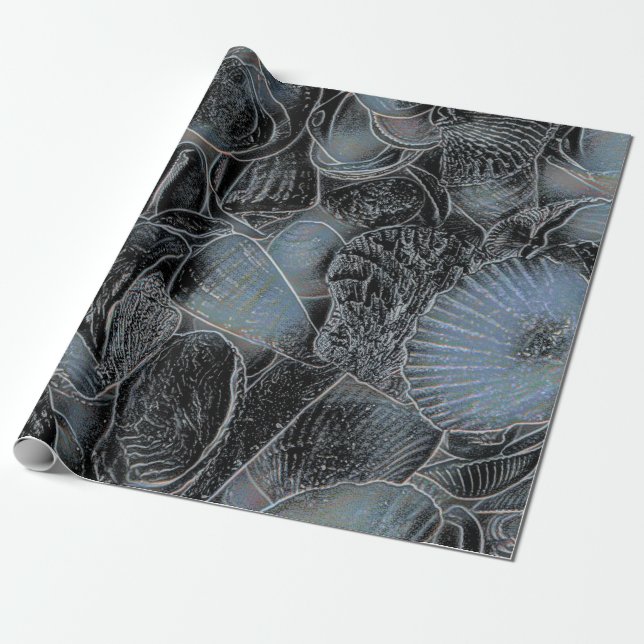 Papel De Regalo Seasheles Ocean Beach Pastel Blue Black Decoupage (Desenrollado)