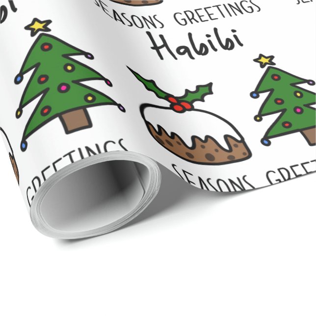 Papel De Regalo Seasons Greetings Habibi Navidades Árabes (Esquina del rollo)
