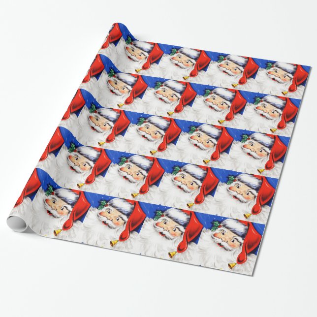 Papel De Regalo Seasons Greetings Santa (Desenrollado)