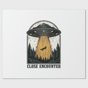 Papel De Regalo Secuestro de bosque alienígena grabado vintage de