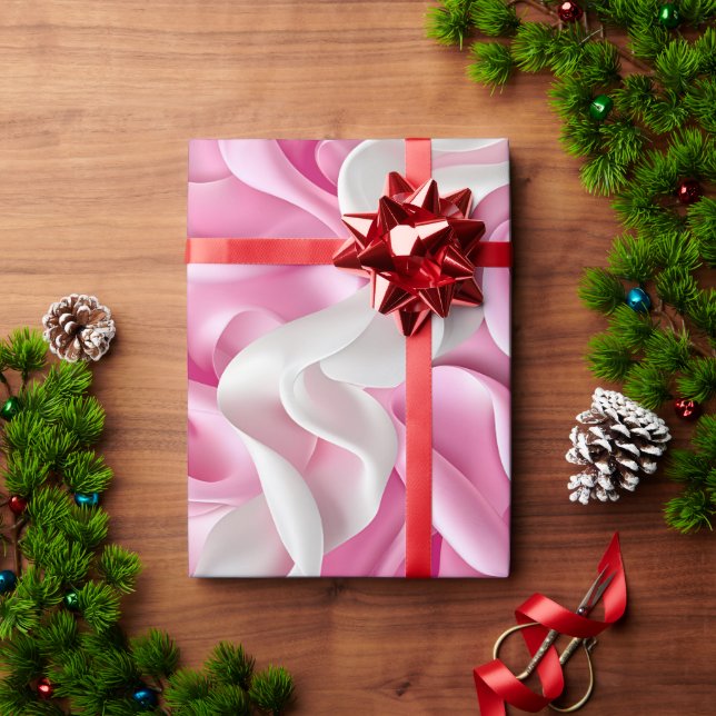 Papel De Regalo Seda rosa y blanca (Regalo de vacaciones)