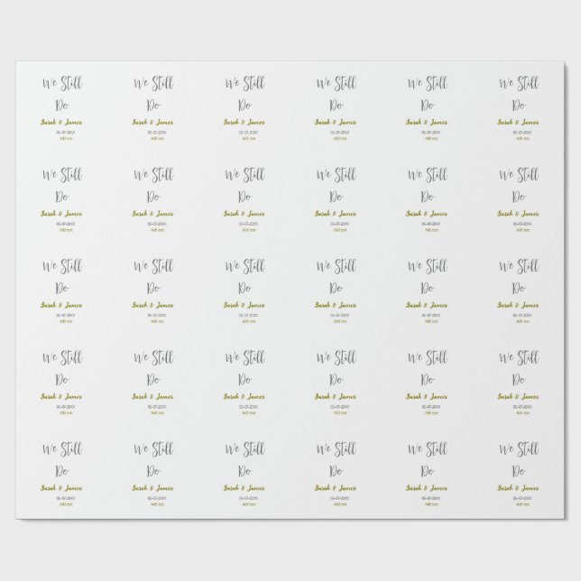 Papel De Regalo Seguimos haciendo boda aniversario simple oro gris (Superficie plana)