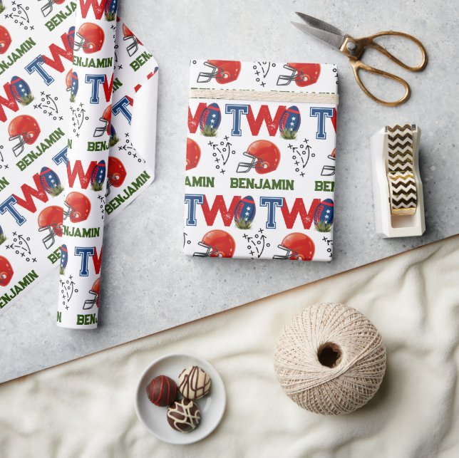 Papel De Regalo Segundo cumpleaños del fútbol americano (Artesanía)