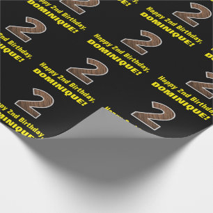 Papel De Regalo Segundo cumpleaños: Nombre y patrón de grano de ma