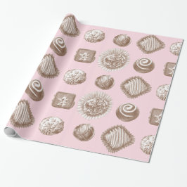 Papel De Regalo Seis trufas de chocolate en un diseño repetido