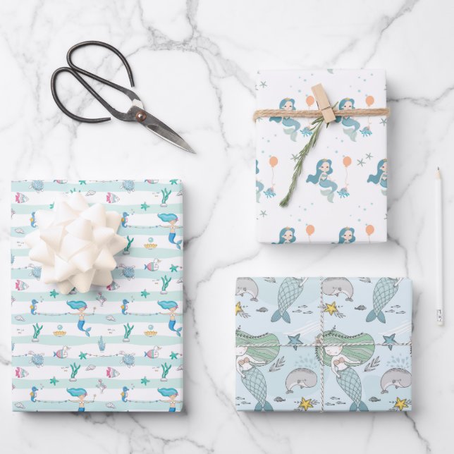 Papel de regalo Selección de sirena tres (Anverso)
