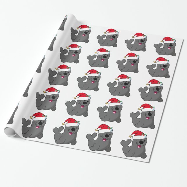 Papel De Regalo Sello de Personalizado con sombrero Santa (Desenrollado)