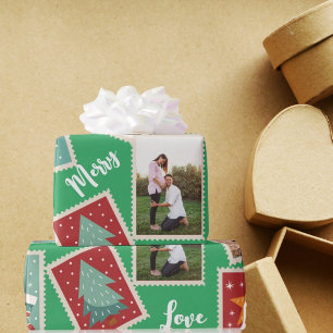 Papel De Regalo Sello Postal de Navidad Divertido Personalizado Ve