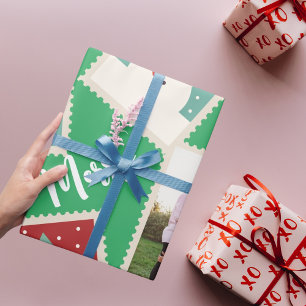 Papel De Regalo Sello Postal de Navidad Divertido Personalizado Ve