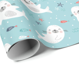 Papel De Regalo Sellos de corte en azul claro