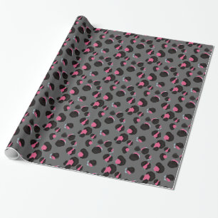 Papel De Regalo Selva animal de estampado de leopardo rosa gris de
