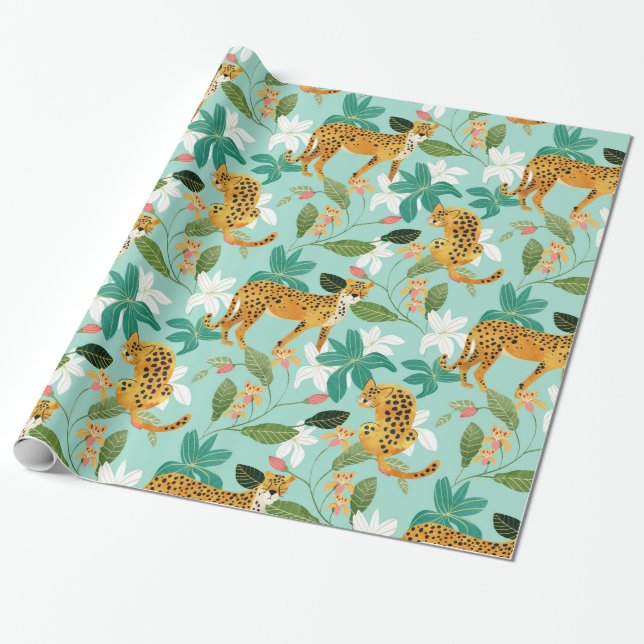 Papel De Regalo Selva de guepardo, naturaleza salvaje Gatos Tigres (Desenrollado)