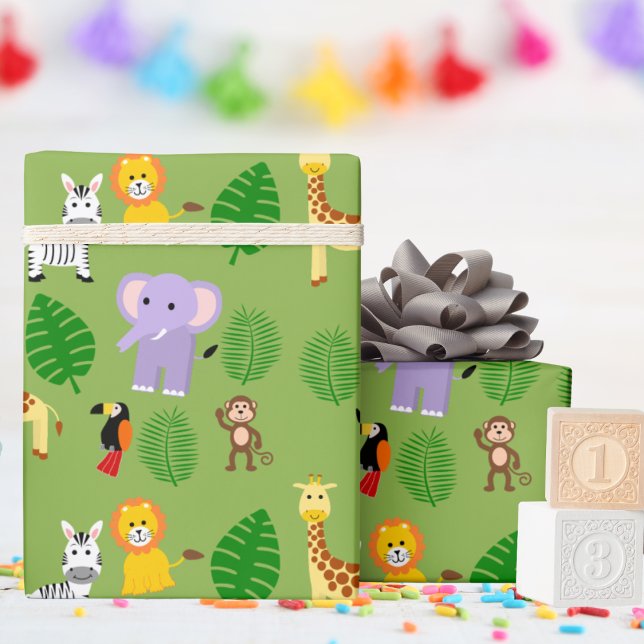 Papel De Regalo Selva Safari Cute niños animales salvajes (Subido por el creador)