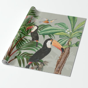 Papel De Regalo Selva tropical acuática y aves turcas