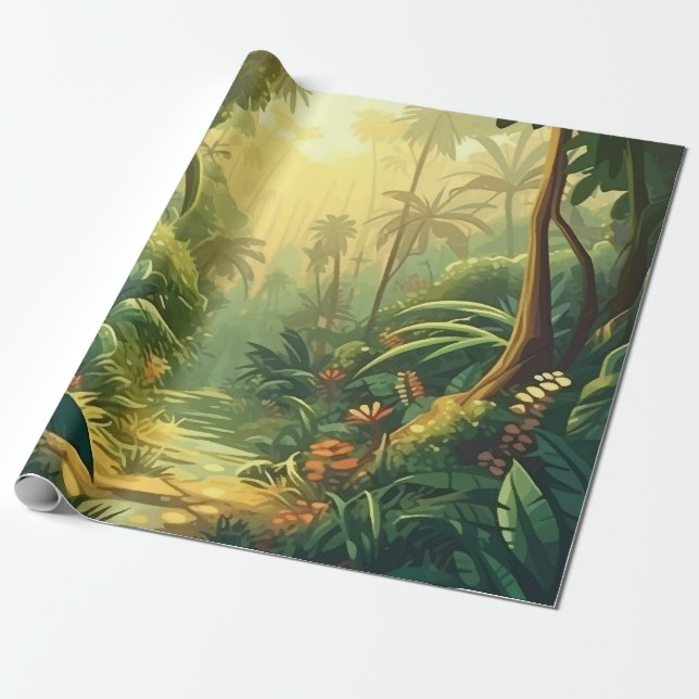 Papel De Regalo selva tropical exótica vegetación exótica plan nat (Desenrollado)