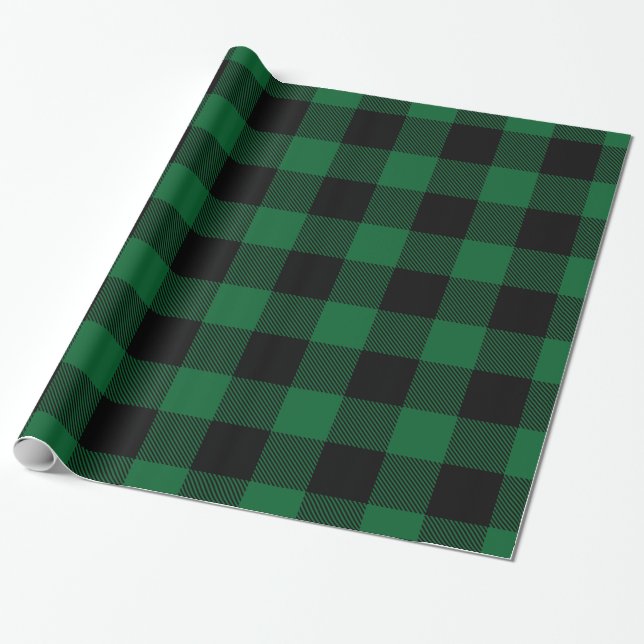 Papel De Regalo Selva Verde Negro Enorme Búfalo Juguete Lumberjack (Desenrollado)
