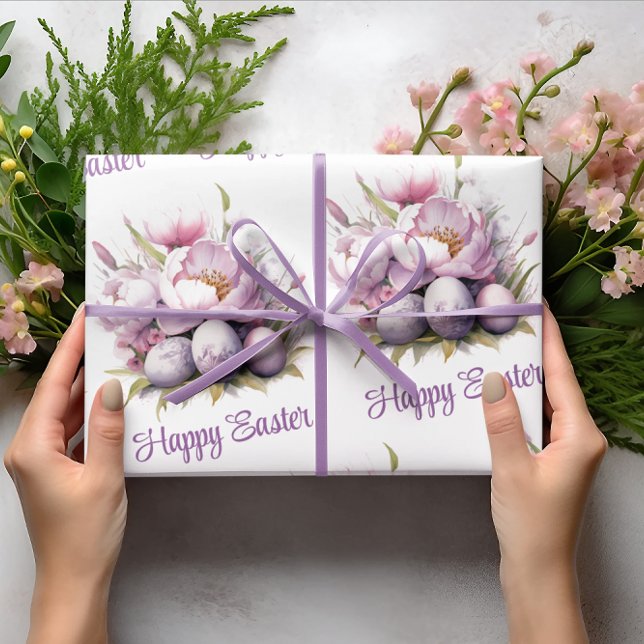 Papel De Regalo Semana Santa | Huevos de Pascua y Peonies | Pascua (Subido por el creador)