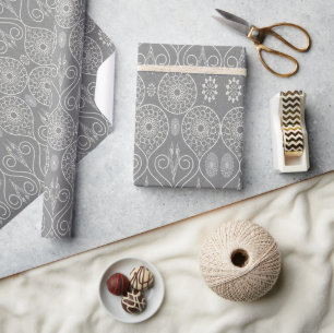 Papel De Regalo Semillas de pulpo textil fibroso gris estampadas