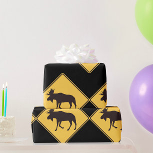 Papel De Regalo Señal de cruce de alces Seguridad de la fauna