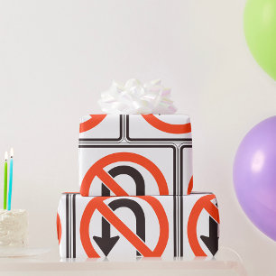 Papel De Regalo Señal de Prohibido Girar en U Símbolo de Seguridad