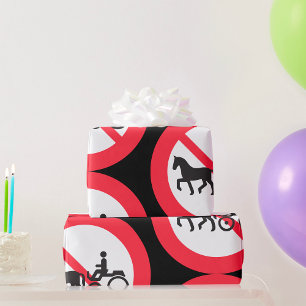 Papel De Regalo Señal de Prohibido Vehículos Tirados por Caballos