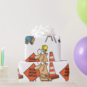 Papel De Regalo Señal Divertida de Trabajos de Construcción en la