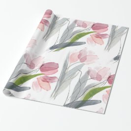 Papel De Regalo Sencilla acuarela Tulipanes de primavera rosada Ve