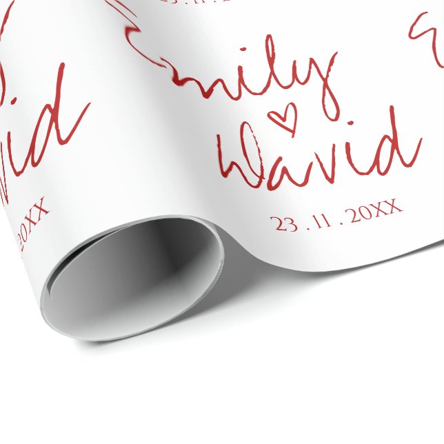 Papel De Regalo Sencilla y elegante novia Groom nombra Boda del co (Esquina del rollo)